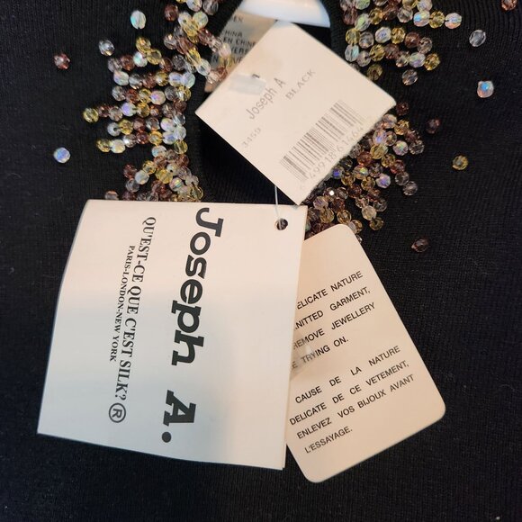 Vtg 90s Medium Sweater Black Sequin Silk Blend Keyhole Glam Sexy NOS Joseph A - Picture 7 of 7